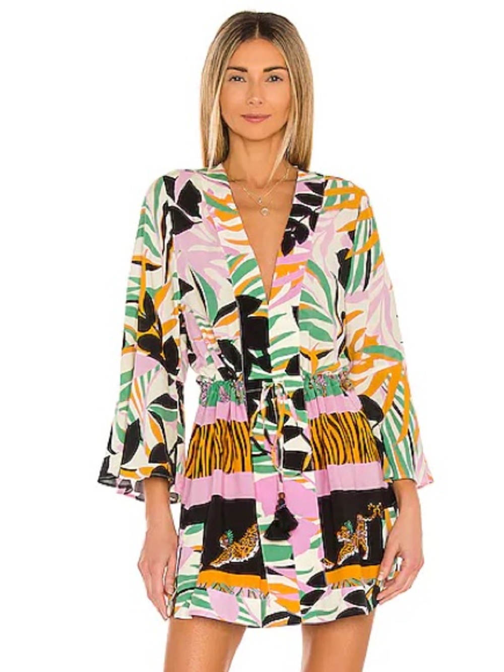 REVOLVE X MAAJI Flowering Forest Joy Kaftan Floral & Animal Print Dress